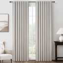QJmydeco Thick Linen Blackout Curtains 90 Inches Long for Bedroom/Dining Room 2 Panels Set, Pleated Curtain with Pin Hooks Natural Melange Energy Efficient Drapes with White Backing (50"Wx90"L)
