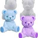 2Pcs Bear Silicone Resin Molds - 3D Bear Resin Candle & Soap Molds for Cute Animal Epoxy Resin Casting, Fondant, Chocolate, Cake Decoration DIY Supplies