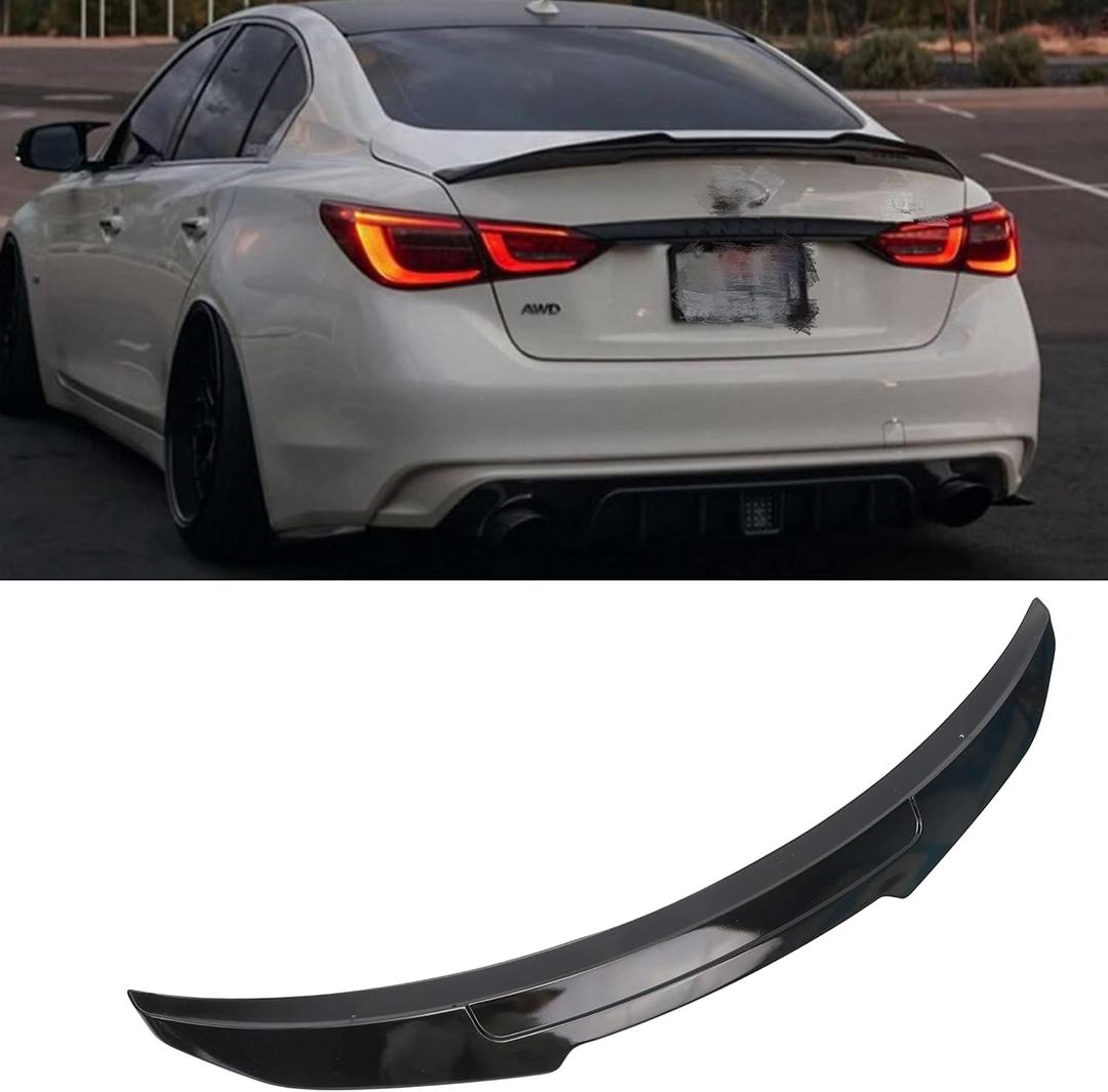 PSM Style Glossy Black Rear Spoiler Wing FIT 2014-2022 Infiniti Q50 Sedan ABS Material | Enhances Style & Aerodynamics 