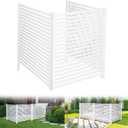 Air Conditioner Fence 48" W X 48" H Trash Can Fence Pool Equipment Enclosure Vinyl Privacy Fence Outdoor No Dig Privacy Fence 3 Panels with Metal Stake, White
