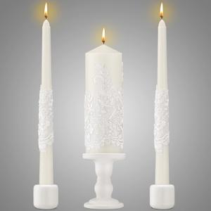 Irenare Unity Candles with Holder for Wedding Ceremony Wedding Decortions Accessories Glass Candle Holder Pillar Candle for Formal Events Church (Ceramics)