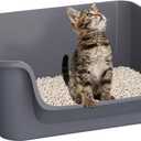 Open-Top Large High Sides Cat Litter Box with Low Entrance, Suitable for Small and Elderly Cats, Anti-Splash, 19.8 x15.6x7.3 for Indoor Use (GreyMoon Gray)