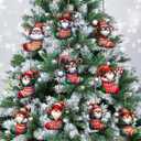 30PCS Christmas Wooden Stocking Ornament Set (10 Unique Designs) - Back DIY Paintable with Hemp Rope for Xmas Tree, Home & Garden Decor
