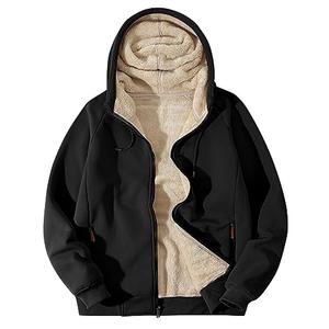 Flygo Sherpa Hoodies for Men Zip Up Winter Fleece Lined Hooded Sweatshirt Heavyweight Warm Jackets(Black-M)