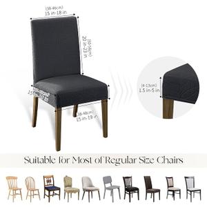 Click to see full view
6 VIDEOS
	
	
MOSAYT 100% Waterproof Dining Room Chair Covers Set of 4, Super Fit Stretch Jacquard Parson Chairs Slipcovers Removable Washable Chair Seat Protectors for Home, Kitchen, Banquet (Dark Grey - XL)