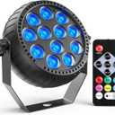 Rechargeable Portable Par Lights 1 Pack, Cordless 12 RGB Battery Powered Stage Light, Uplights Sound Activated Remote Control for Christmas Events,Par Lights for Club Party Stage Lighting
