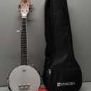 Vangoa 5 String Banjo 26 Inch, MINI Travel Banjo Beginner Kit with Remo Head, Open Back & Closed Solid Back with beginner Kit, Comfortable Carrying Bag