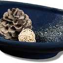 Oval Ceramic Decorative Bowl, Key Dish for Entryway Table, Small Home Decor Accent, Trinket Tray for Office Home Decor Gift (10'' Starrysky Blue with Glaze Layer)