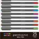Pentonic Ballpoint Pens, 25 Count, 10 Assorted Ink Colors, 1.0 mm Medium Point, Smooth Writing For Journaling & Note Taking (PEN12127)