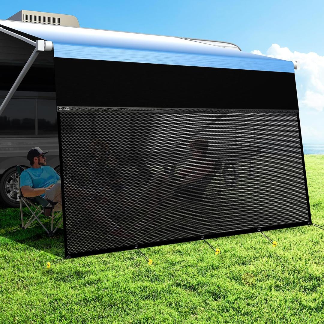 RV Awning Sun Shade Screen with Zipper, Upgrade 600D Oxford Top + 8.11oz Denser Mesh Bottom, 95% UV Protection, Easy Install Sunscreen Shade Complete Kits for Trailer Awning 8' x 10'3'' RV Awning Sun Shade Screen with Zipper, Upgrade 600D Oxford Top + 8.11oz Denser Mesh Bottom, 95% UV Protection, Easy Install Sunscreen Shade Complete Kits for Trailer Awning 8' x 10'3''