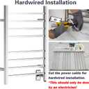 HEATGENE Towel Warmer, Heated Towel Warmer Rack, Wall-Mounted Hardwired/Plug-in Electric Towel Warmers for Bathroom, Hot Towel Rails - Mirror Polish H 31.49 × W 23.62