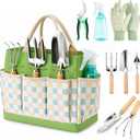 Gardening Tool Set, 9-Piece Heavy Duty with Durable Tote Bag, Ergonomic Rust-Resistant Garden Tools, Ideal Gardening Kit Gifts for Women, Gardener, Beginning Gardener