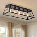 31.5" Black Farmhouse Rustic Flush Mount Ceiling Light