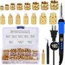 390PCS Soldering Iron Heat Set Insert Tool,90W Digital Soldering Iron with 380 PCS Threaded Inserts Nut,6PCS Heat Set Insert Tips,2PCS Soldering Tip Connecting Rods (390PCS)