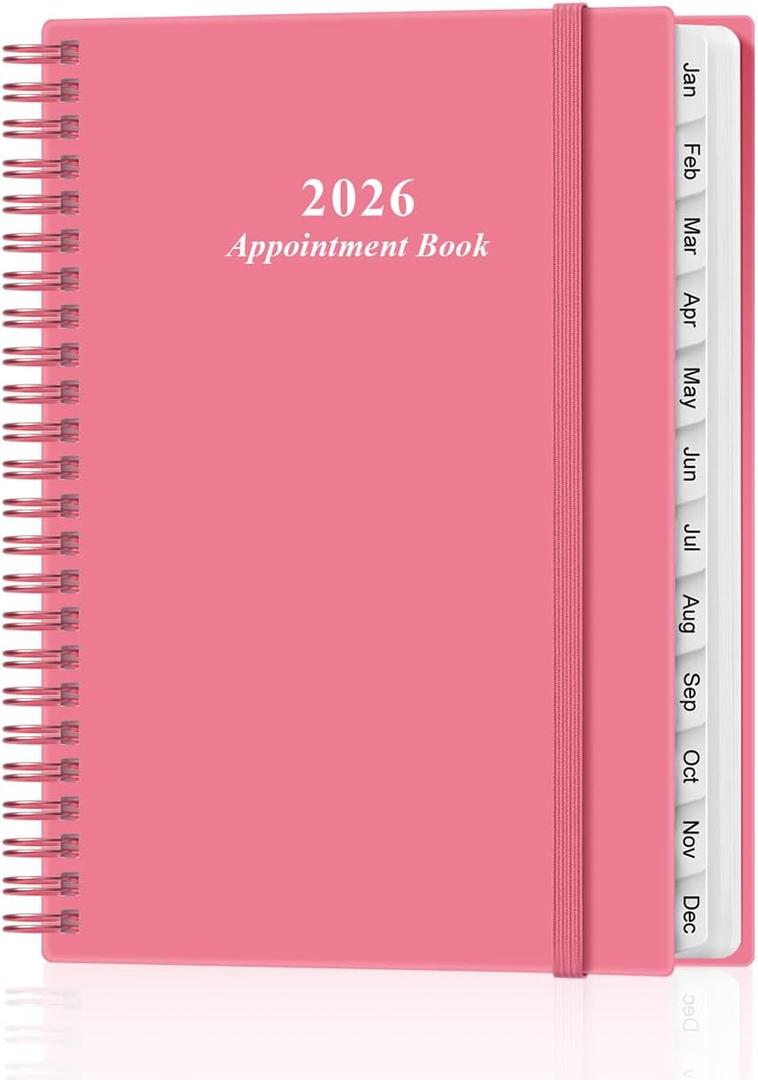 2026 Appointment Book & Planner - Hourly Planner from January 2026 to December 2026, Weekly Appointment Book 2026 with 30-Minute Interval, 6.4" x 8.5", Pink