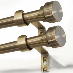 Lootkell 2 Pack Antique Bronze Curtain Rods for Windows 72 to 144 Inches Adjustable Heavy Duty 1" Diameter Window Curtain Rod with Solid Metal Finials for Outdoor Farmhouse Bedroom Kitchen Living Room