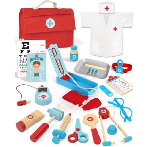 Lehoo Castle Doctor Kit for Toddlers 3-5, Kids Doctors Play Set, Pretend Play with Doctor Costume Toy Stethoscope Medical Kits for Girls Boys 3 4 5