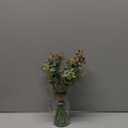 Artificial Eucalyptus Stems in Glass Vase with Faux Water,6Pcs Grey-Orange Fake Plant for Centerpiece (Grey-Orange Eucalyptus)