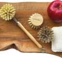 eplanita Natural Dish Brush, 3 Replacement Heads, Kitchen Eco Bamboo Scrubber Brushes, Extra Plant Sponge, Plastic Free Washing Up, Zero Waste Cleaning