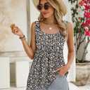 Zeagoo Women's Summer Tank Tops 2026 Pleated Square Neck Loose Fit Casual Flowy Tunic Sleeveless Shirts (M)