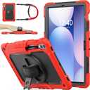 SEYMAC stock Case for Samsung Galaxy Tab S10 Plus/ S9 FE Plus/ S9 Plus 5G Tablet 12.4'' Case with Screen Protector Pencil Holder [360 Rotating Hand Strap] & Stand, Drop-Proof, Red