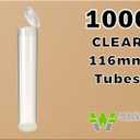 W Gallery 1000 Clear 116mm Open Cap Pop Top Tubes for Pre Rolls, Airtight Smell Proof Pop Top Containers, Medical Grade Storage for Herbs Pills