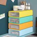 Desk Organizer with Drawers, Stackable Storage Drawers with Compartments Desktop Organization for Office Supplies, Makeup, Pencils, Tape, Erasers, Paperclips, Chargers (4 Pack)