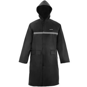 VUVEA Men's rain jackets & ponchos Long raincoats for men and women Waterproof hooded rainwear for adults Lightweight outdoor rain gear Outdoor work Hiking Travel, Black, 3XL