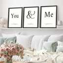 Houmury Set of 3 Framed Wall Decor Farmhouse Wall Art You & Me Always and Forever Vintage Bedroom Wall Decors 12x16 (White)