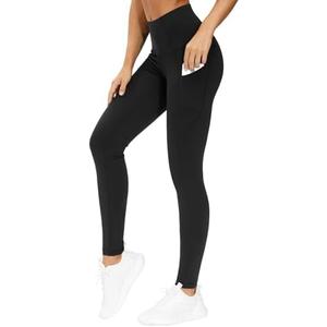 THE GYM PEOPLE Thick High Waist Yoga Pants with Pockets, Tummy Control Workout Running Yoga Leggings for Women L
