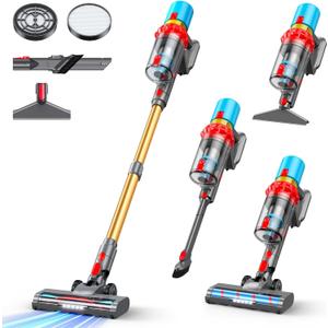 Cordless Vacuum Cleaner, 550W 70Mins Powerful Suction Stick Vacuum, Anti-Tangle, Lightweight Vacuum Cleaner for Home, Rechargeable Vacuum Cordless for Hard Floor/Carpet/Pet Hair, LED Screen