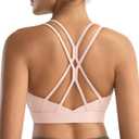 RUNNING GIRL Sports Bras for Women,Strappy Crisscross Back Padded Low Impact Running Sports Bra with Removable Cups (Small, A-baby Pink)