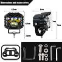 2-Pack 2.5inch Three-Eye 30W Spotlight 5400LM with JL A-Pillar Windshield Hinge Mounting Brackets Wiring Harness Kit, for Wrangler JL/JLU 2018-2023 Gladiator JT 2020-2023