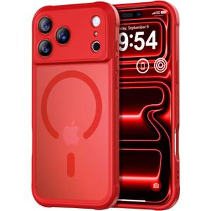Thomo Magnetic for iPhone 17 Pro Case, [Compatible with Magsafe] [Full Camera Protection] Translucent Matte Military Grade Shockproof with Anti-Fingerprint Phone Cover 2025, Red
