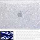 AKIT Glitter Case for MacBook Air 13.6 inch M5 M4 M3 M2 2026-2022, [Anti-Cracking IMD] Sparkly Glossy Hard Shell Cover A3449 A3240 A3113 A2681, with Keyboard Skin & Screen Protector, Colorful