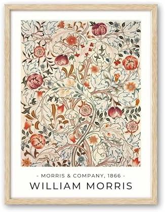 HesenDot William Morris Acanthus Floral Framed Wall Art,12x16in Flowers Canvas Print,Vintage Texture Art Painting Home Decoration for Living Room Bedroom, Set of 1