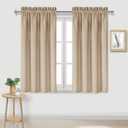 DWCN Beige Blackout Curtains for Bedroom  Rod Pocket Thermal Insulated Energy Saving Drapes for Living Room and Bedroom, W 38 x L 45 Inch, 2 Panels