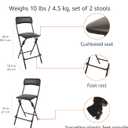 Amazon Basics Folding Bar Stool with Footrest, Portable, Sturdy, Space-Saving Storage, 300lb Capacity, 24" Height, Black, Set of 2, 2 Pack