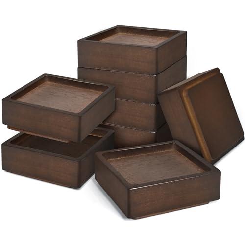 Sopicoz Wood Bed Risers, Heavy Duty Wood Blocks, 1 inch Stackable to 2 inch 3 inch 4 inch High, Furniture Risers for Couch Sofa Cabinet Ottoman End Table (8pcs Square)