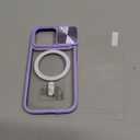 Clear Case Compatible with iPhone 15 MagSafe Sliding Camera Lens Cover with 1 Screen Protector, [Strong Magnets][Anti Yellow] Anti Scratch Acrylic Back Soft Frame iPhone 15 Case 6.1"(Purple)