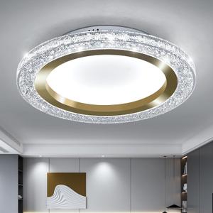 UOFUS Gold LED Flush Mount Ceiling Light 15.7inch Modern Round Ceiling Light Fixture 6400K Super Bright Circle Ceiling Lamp for Bathroom Kitchen Bedroom Living Room Entryway Hallway Stairwell, 15.74inch