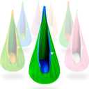 OUTREE Kids Pod Swing Seat, Cotton Child Hammock Swing Chair, Sensory Swing for Indoor and Outdoor Use, Green and Blue