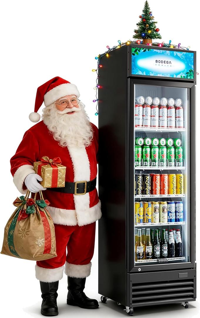 BODEGACOOLER Commercial Beverage Refrigerator and Cooler, 12.5 Cu.Ft. Commercial Merchandiser Refrigerator with Soft LED Light, Adjustable Shelves, Display Fridge For Kitchen,Office,Outdoor,Bar,Garage (Black)