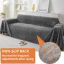 HAOMAIJIA Faux Fur Sofa Covers Couch Covers for 3 Cushion Couch Sofa Pet Friendly Soft Non Slip Couch Cover for Dogs Washable Sectional Couch Covers L Shape Furniture Protector (Grey, 91"x134")