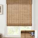 UNISHADES No Drill Cordless Bamboo Roman Shades, 27x64 in, Teak