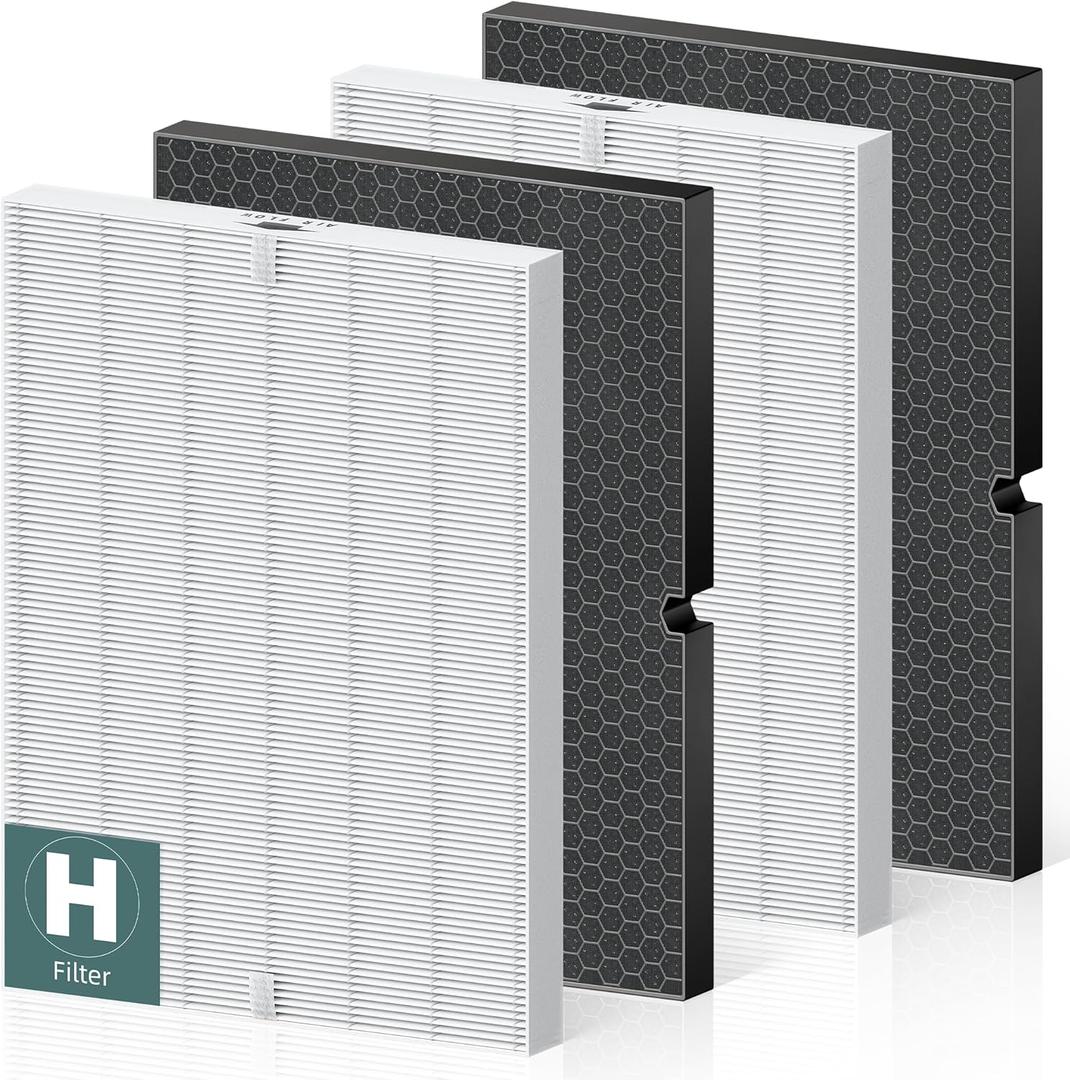 116130 Replacement Filter H for Winix 5500-2 AM80 Plasmawave Air Purifier, High Efficiency Filter and Activated Carbon Filter Combo Pack, 2 Set