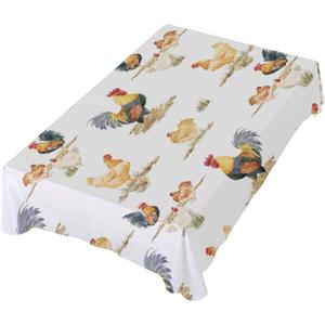 Table Decoration for Party Watercolor Rooster and Chicken Rectangle Table Cloth Polyester Tablecloth Rectangle Table 54 x 72 Inch for Dinner Table Decor