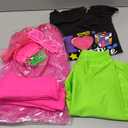 80s Outfit Women Costume Accessories Set T Shirt Shorts Tutu Skirt Neno Party Leg Warmers Headband (Large, Green)