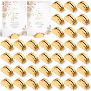 Vicenpal 40 Pcs Gold Table Number Holders Wedding Acrylic Card Place Holders with Card Slot Table Sign Display Stands for Photo Menu Office Meeting Restaurant Wedding Party Events (Semicircular)