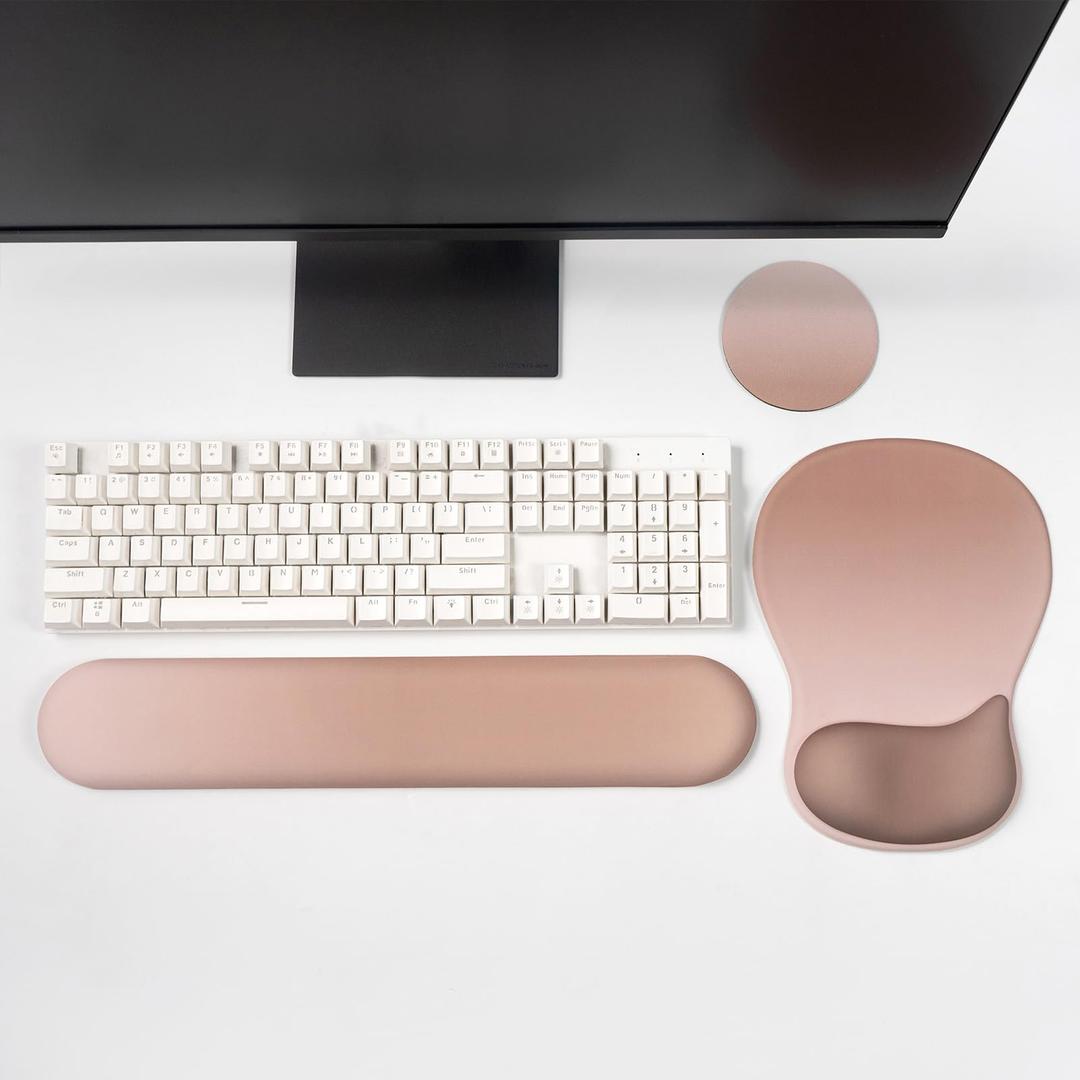 Gel Wrist Rest with Mouse Pad, Purple Ergonomic Office Mousepad with Wrist Support Wrist Rest for Computer Keyboard Set, Non-Slip Base Memory Gel Designfor Desk, Office, Home (Purple)